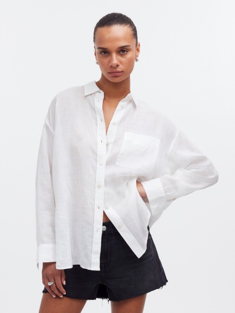 Madewell The Oversized Button Down Shirt in Ramie